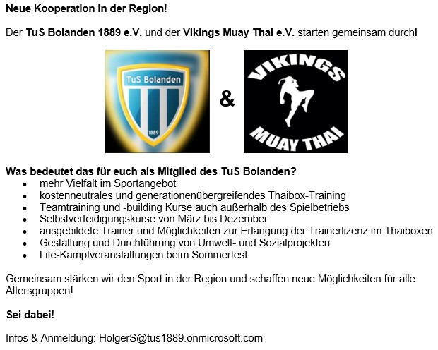 Kooperation TuS Bolanden und Vikings Muay Thai